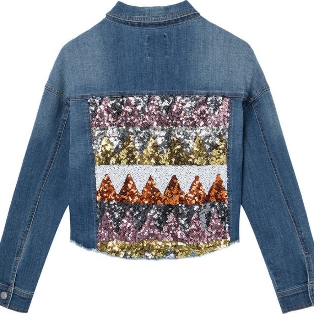 Girls Truce Denim Stone and Sequin Jacket